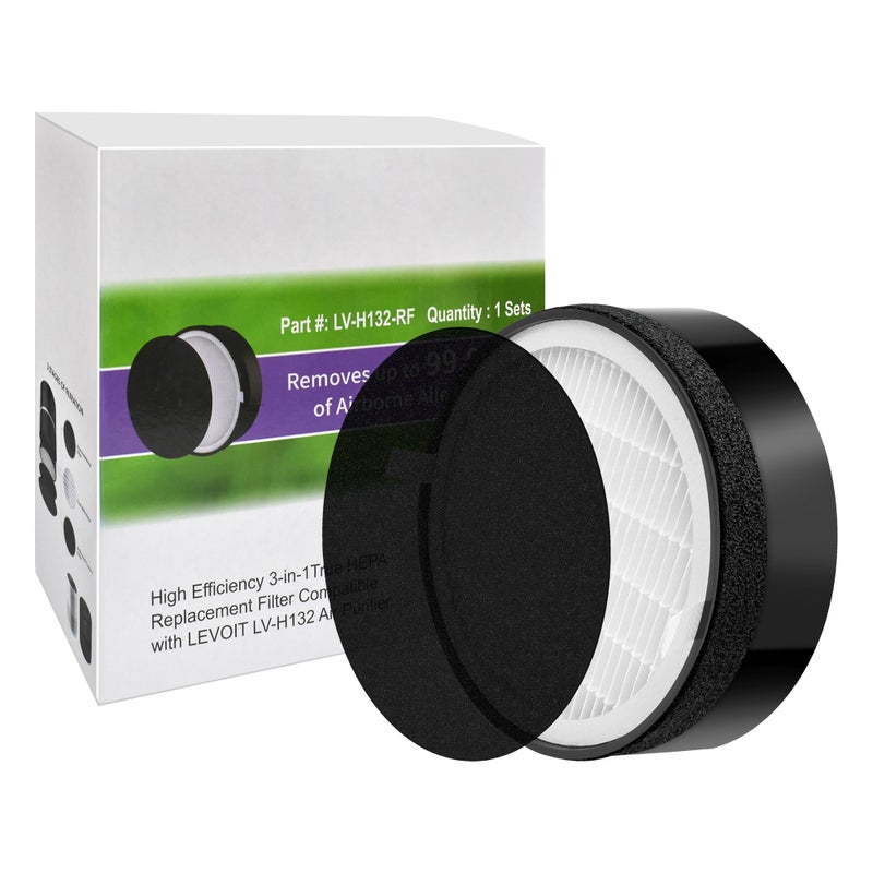 FilledwithLove True HEPA with Activated Carbon Filter Compatible with Levoit LV-H132, Part # LV-H132-RF (2 - Pack) FilledwithLove - Image 2